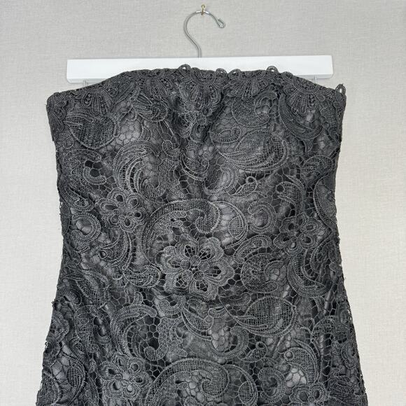 Serena London Dress Womens 6 Black Floral Lace Strapless Cocktail Evening Formal - Picture 3 of 12